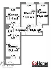 Купить 3-комнатную квартиру, Минск, ул. Гурского, д. 33 (Московский район) Минск