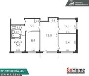 Купить 3-комнатную квартиру, Минск, Пушкина просп., 40/1 (Фрунзенский район) Минск