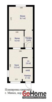 Купить 2-комнатную квартиру, Минск, Минина пер., 10 (Московский район) Минск