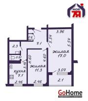 Купить 2-комнатную квартиру, Минск, Громова ул., 46 (Московский район) Минск