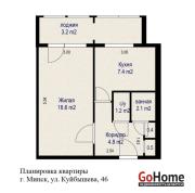 Купить 1-комнатную квартиру, Минск, Куйбышева ул., 46 (Советский район) Минск