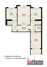 Купить 3-комнатную квартиру, Минск, Корженевского ул., 8/3(Октябрьский район) Минск