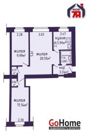 Купить 3-комнатную квартиру, Минск, Хоружей ул., 42 (Центральный район) Минск