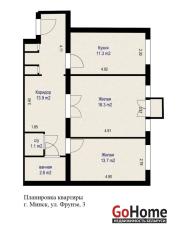 Купить 2-комнатную квартиру, Минск, Фрунзе ул., 3(Партизанский район) Минск