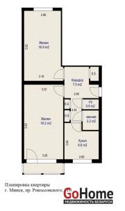 Купить 2-комнатную квартиру, Минск, просп. Рокоссовского, д. 110 (Ленинский район) Минск