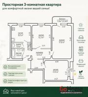 Купить 3-комнатную квартиру, Минск, Лобанка, 62 (Фрунзенский район) Минск