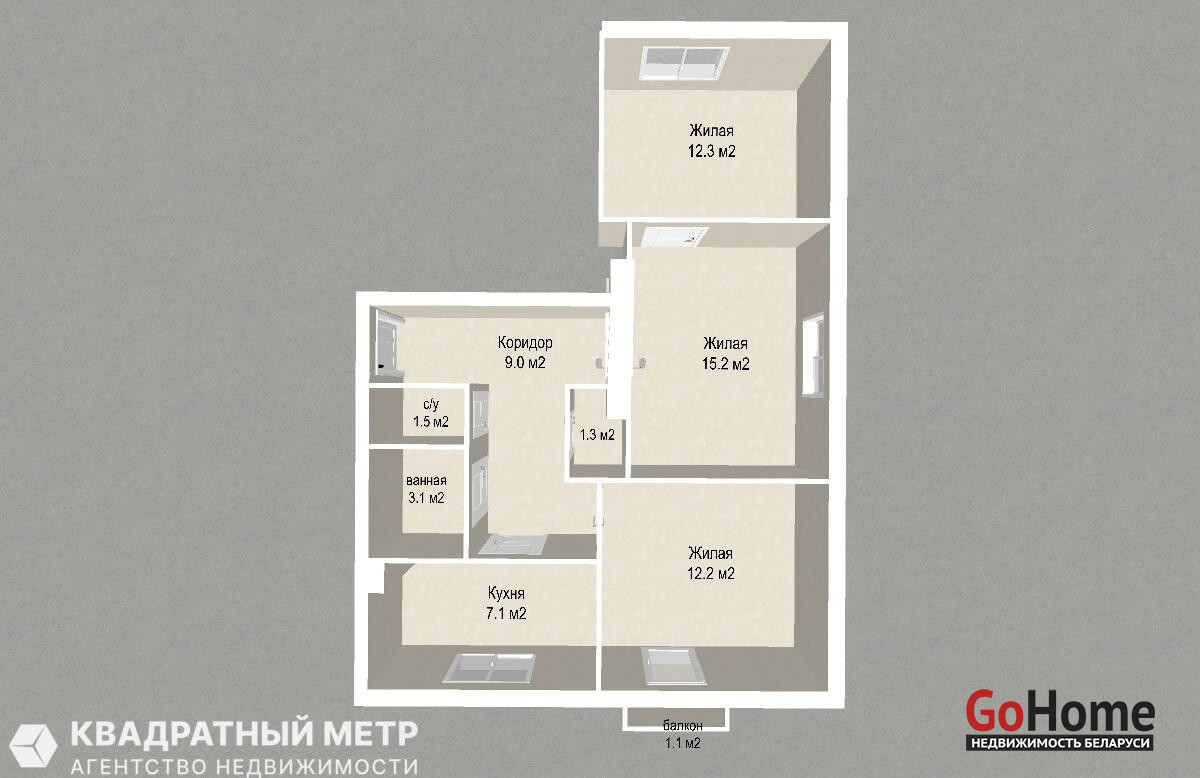 3 комнат. (г.Минск)