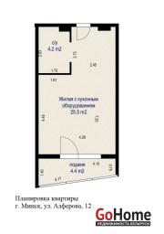 Купить 1-комнатную квартиру, Минск, Жореса Алфёрова ул., 12 (Октябрьский район) Минск